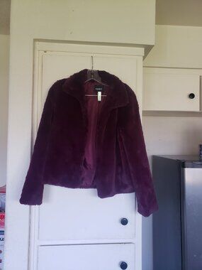 Express Maroon Fur Short Jacket Size XS Lined